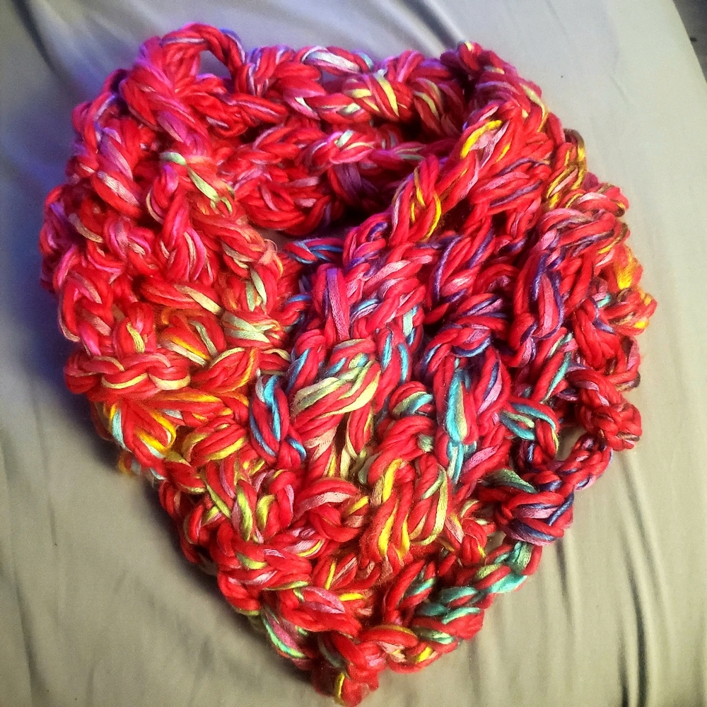 Cowl handknit pink